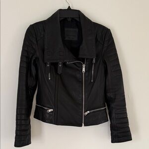 All Saints Black Leather Biker Jacket